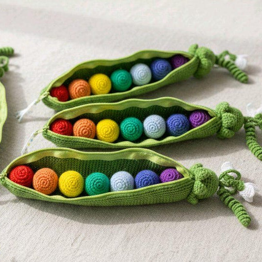 Crochet Rainbow Peas: Montessori Sensory Toy for Toddlers