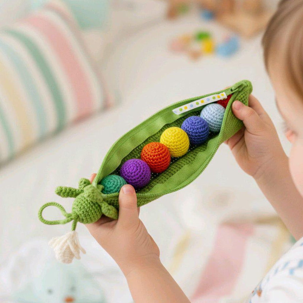 Crochet Rainbow Peas: Montessori Sensory Toy for Toddlers
