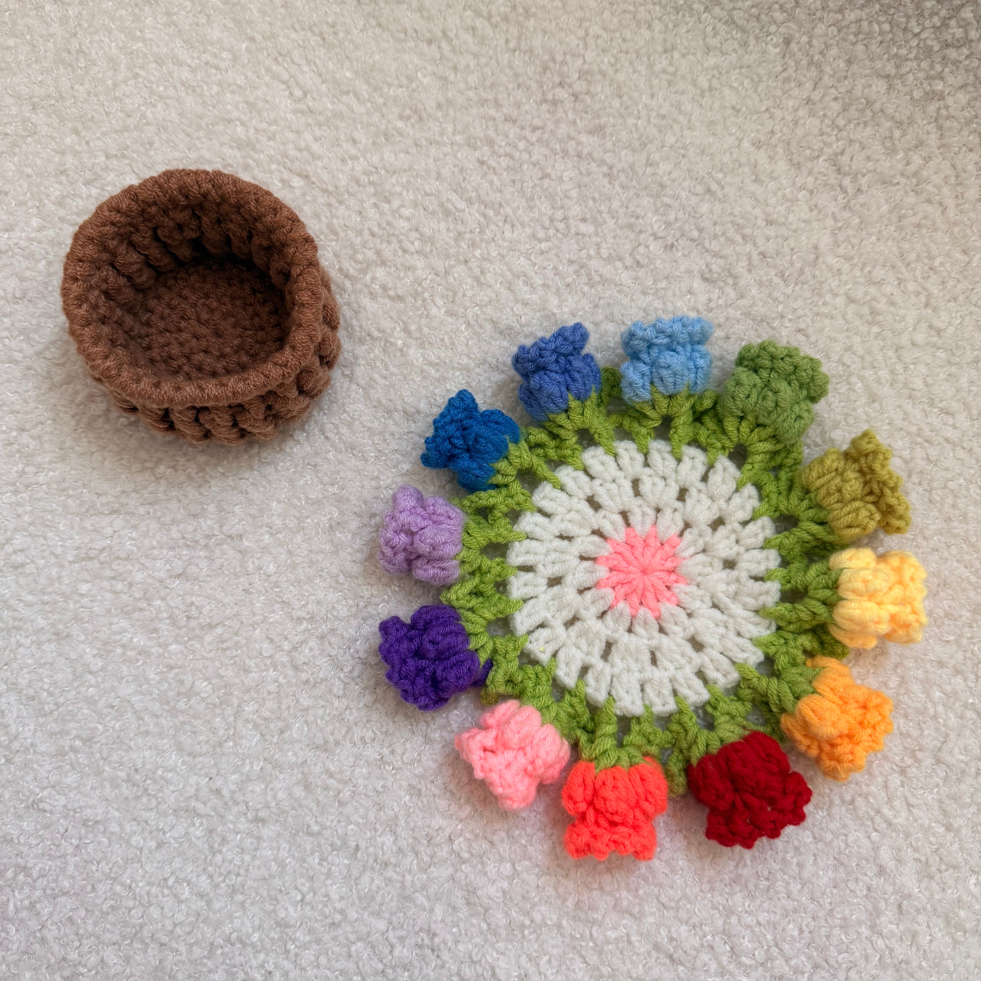 Rainbow Rose Bouquet Coasters Crochet Kit