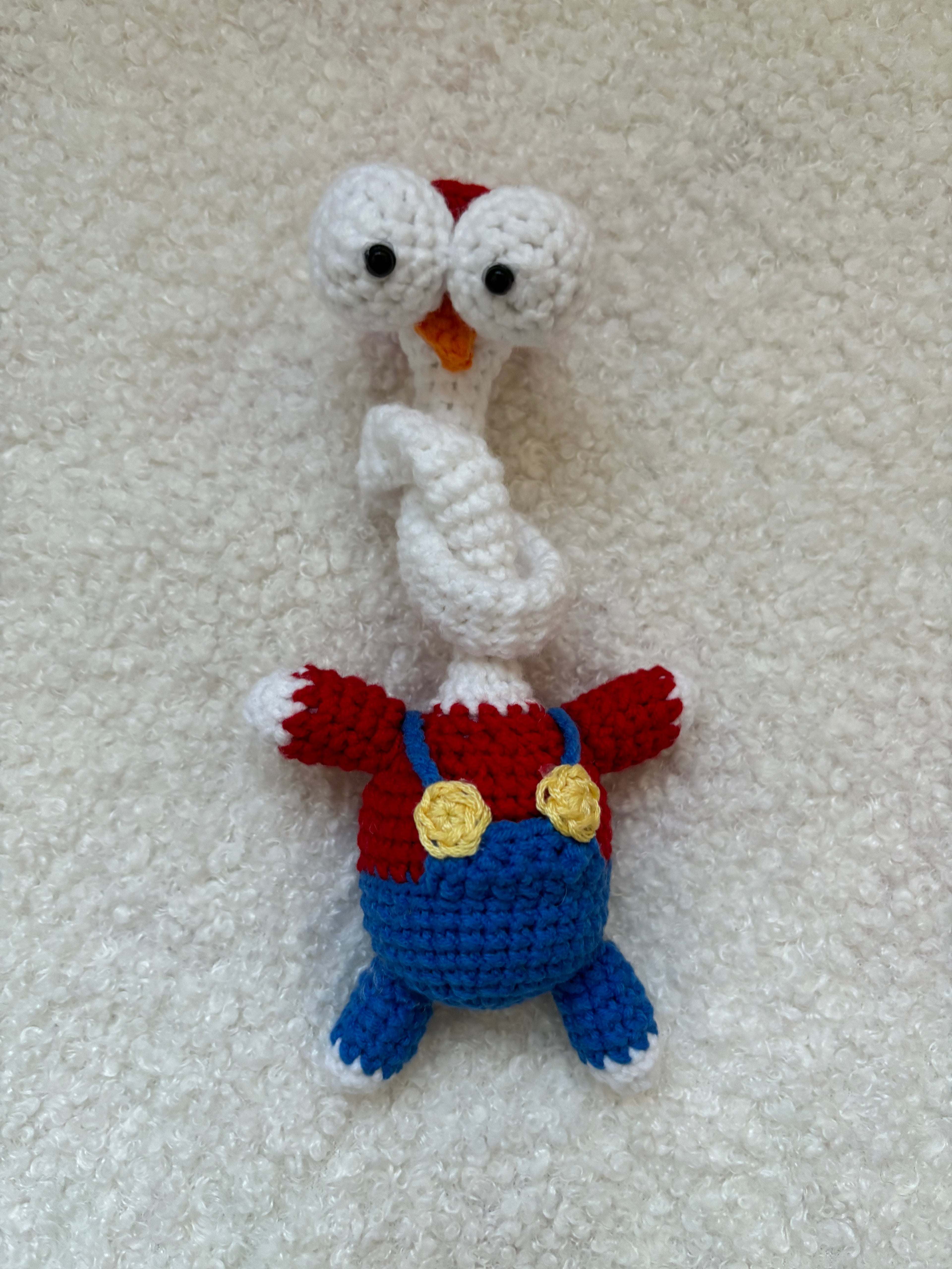 Handmade Crochet Cute Long Neck Chicken Bag Charm - Funny Long Neck Chicken Plush Knitting Toy，Gift for Animal Lovers