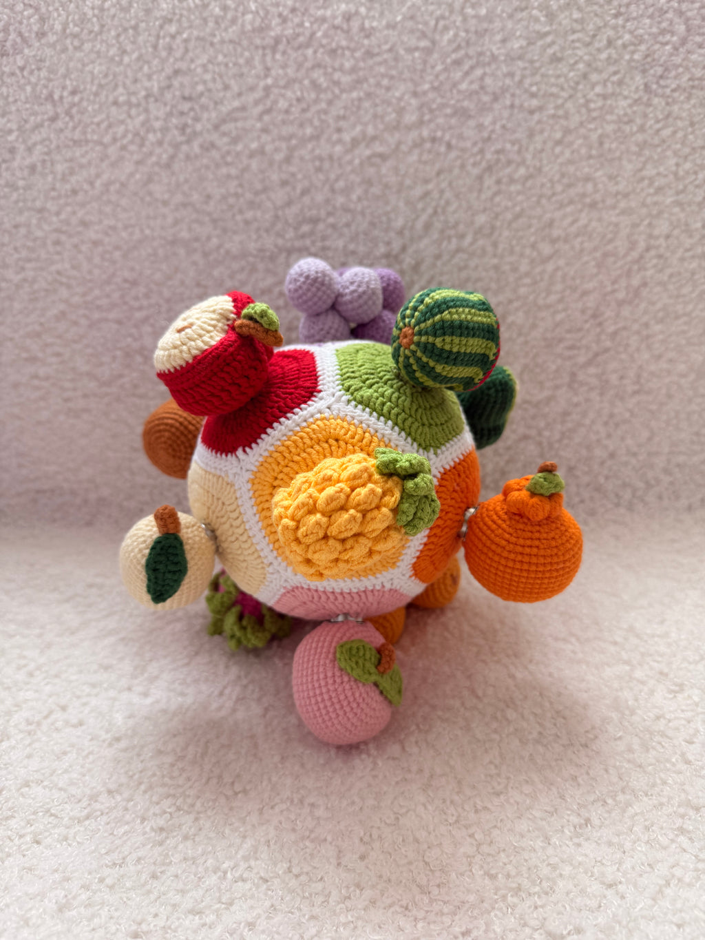 Montessori Crochet Fruit Puzzle Ball | Sensory Educational Toy for Toddlers | Handmade Learning Gift
