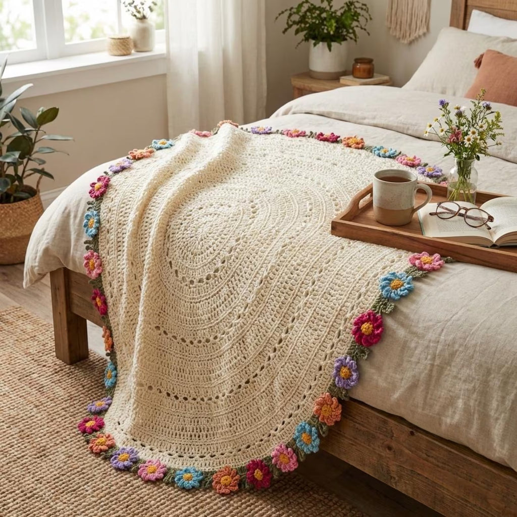 Crochet Flower Bouquet Blanket, Plush Bouquet Charm, Knitted Bouquet Lapghan, Crochet Flower Pattern, Home Decor Forever Flowers Gift  | Pattern + Yarn |