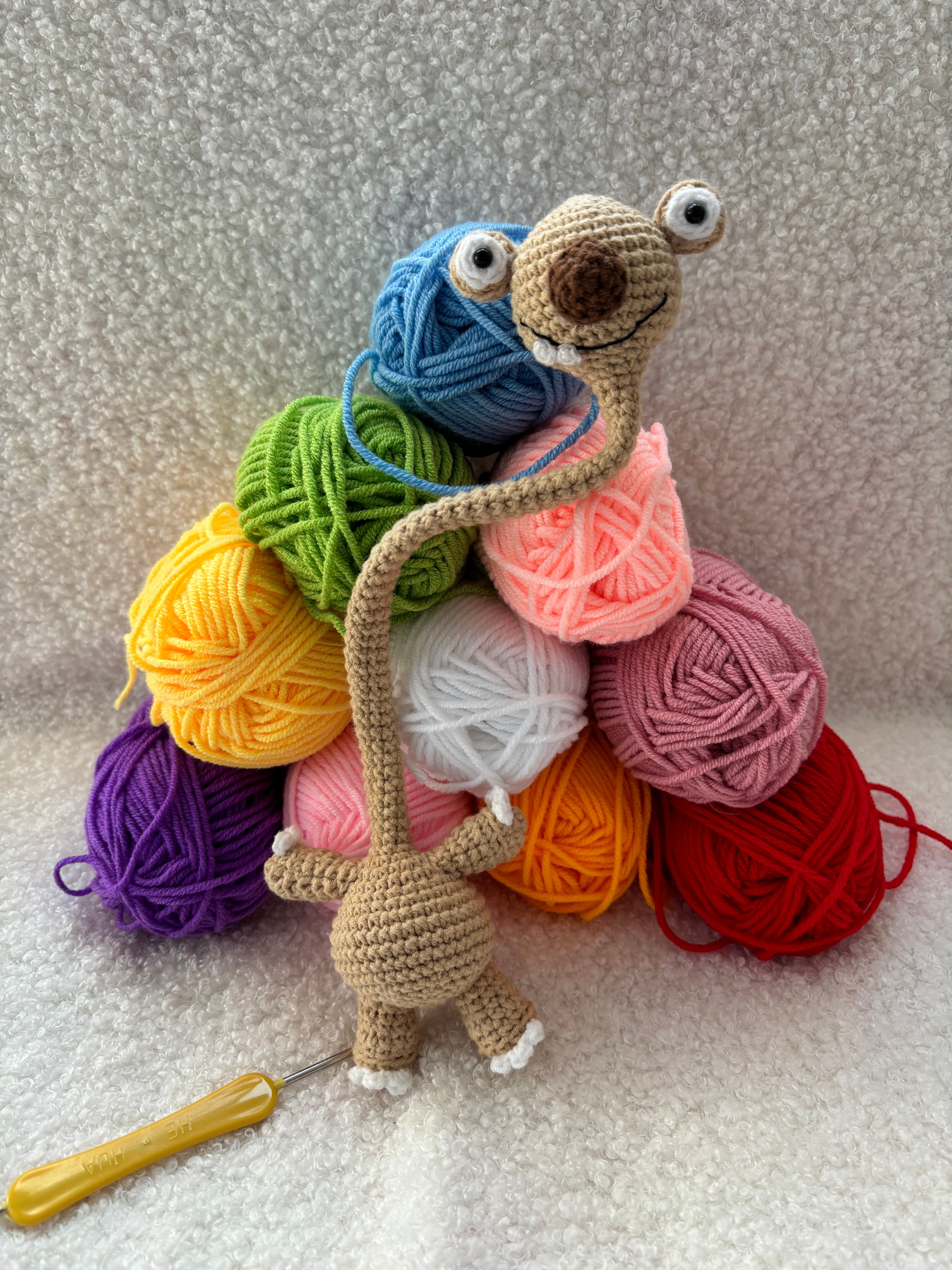 DIY Crochet Sloth Bag Charm Pattern-Requires self knitting