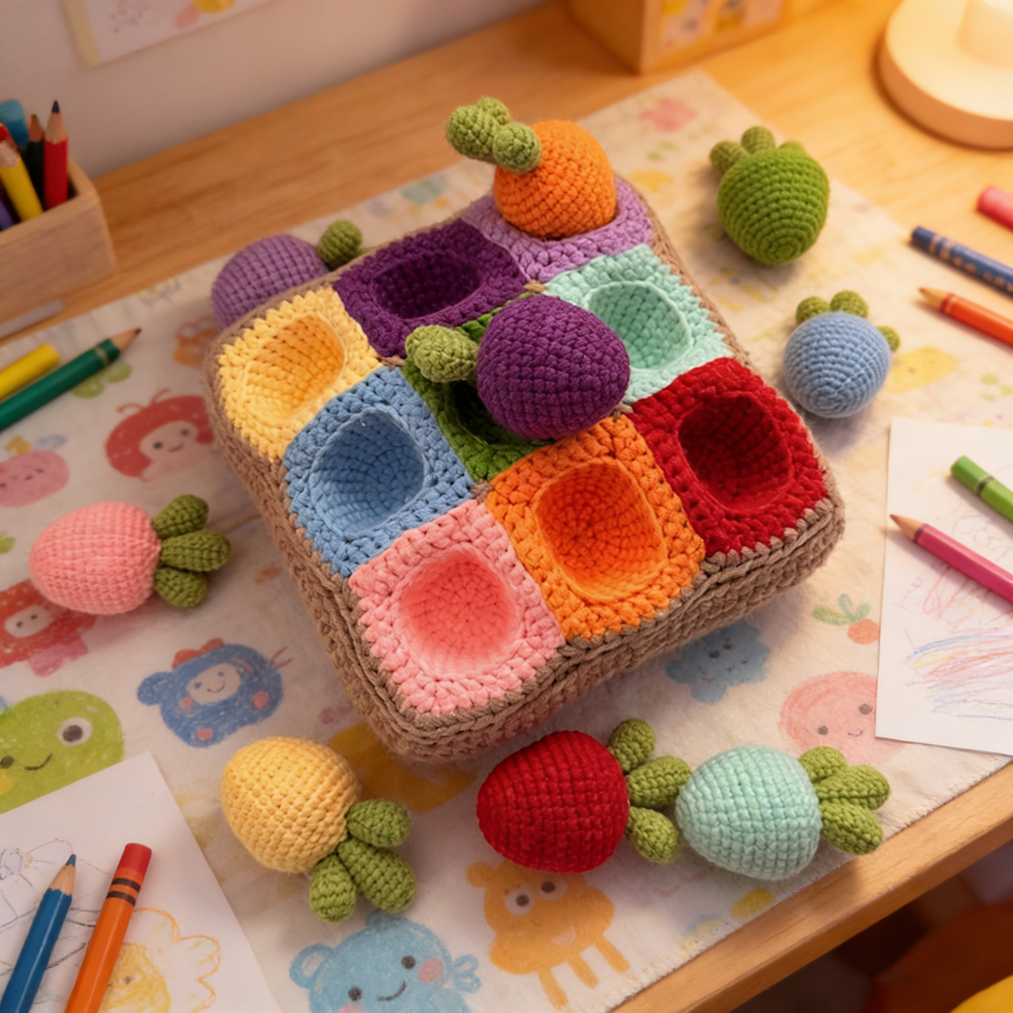 DIY Carrot Pulling Toy Crochet Kit & Pattern