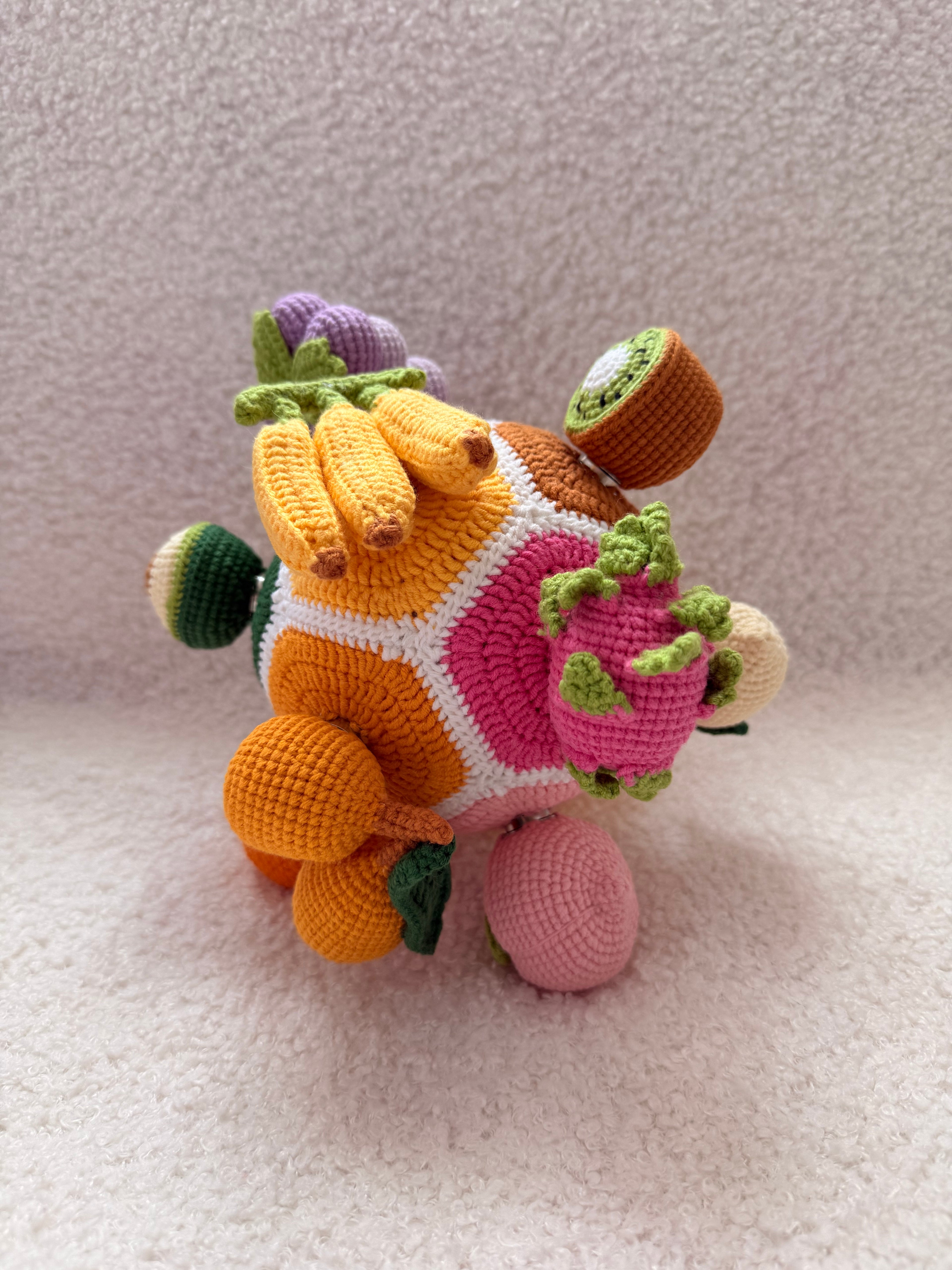 Montessori Crochet Fruit Puzzle Ball | Sensory Educational Toy for Toddlers | Handmade Learning Gift