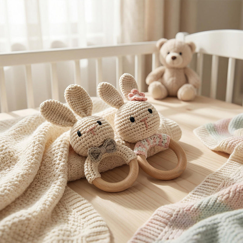 Personalized Baby Rattle | Handmade Newborn Toy |  Teether Rattle