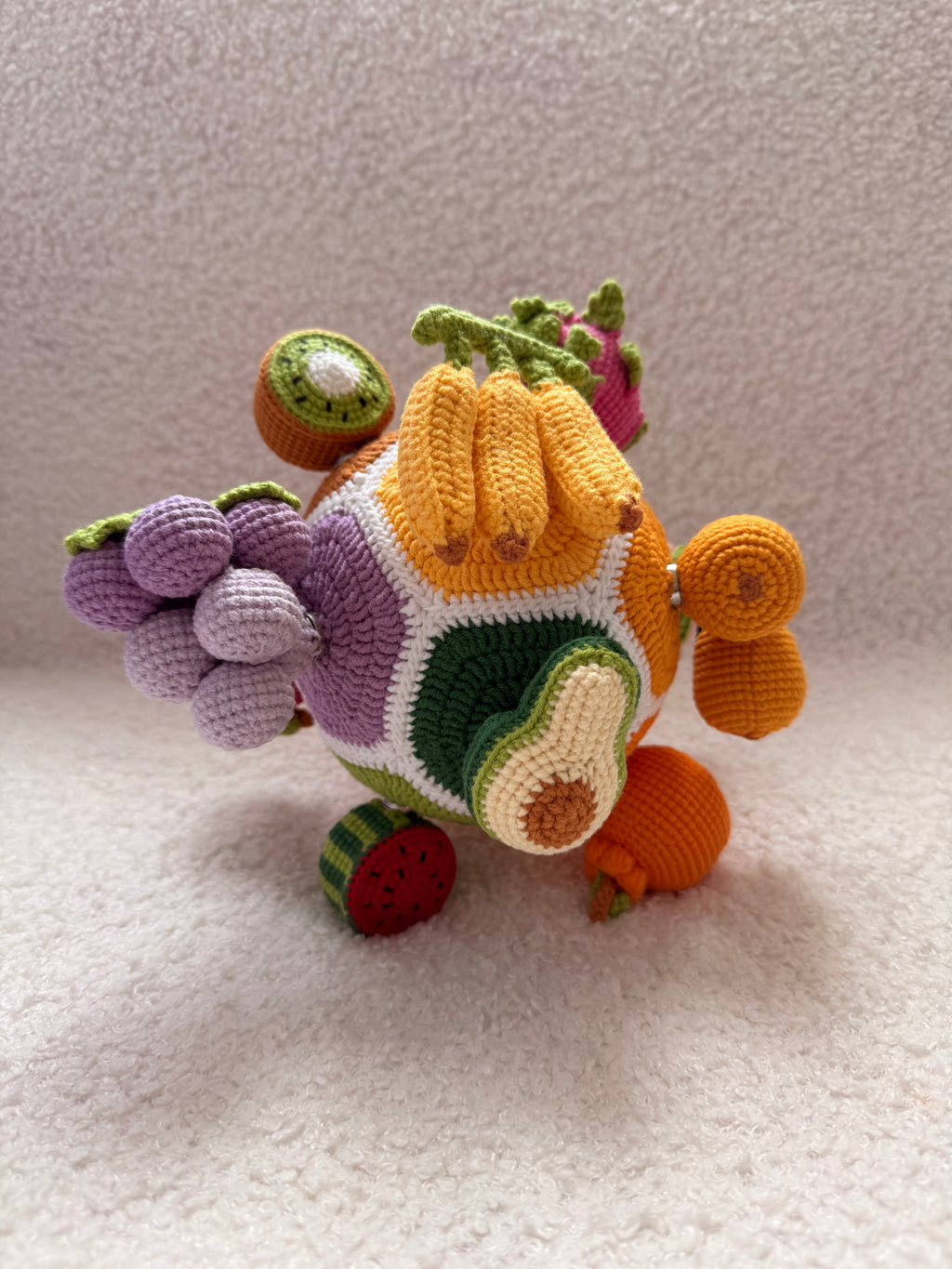 Montessori Crochet Fruit Puzzle Ball | Sensory Educational Toy for Toddlers | Handmade Learning Gift