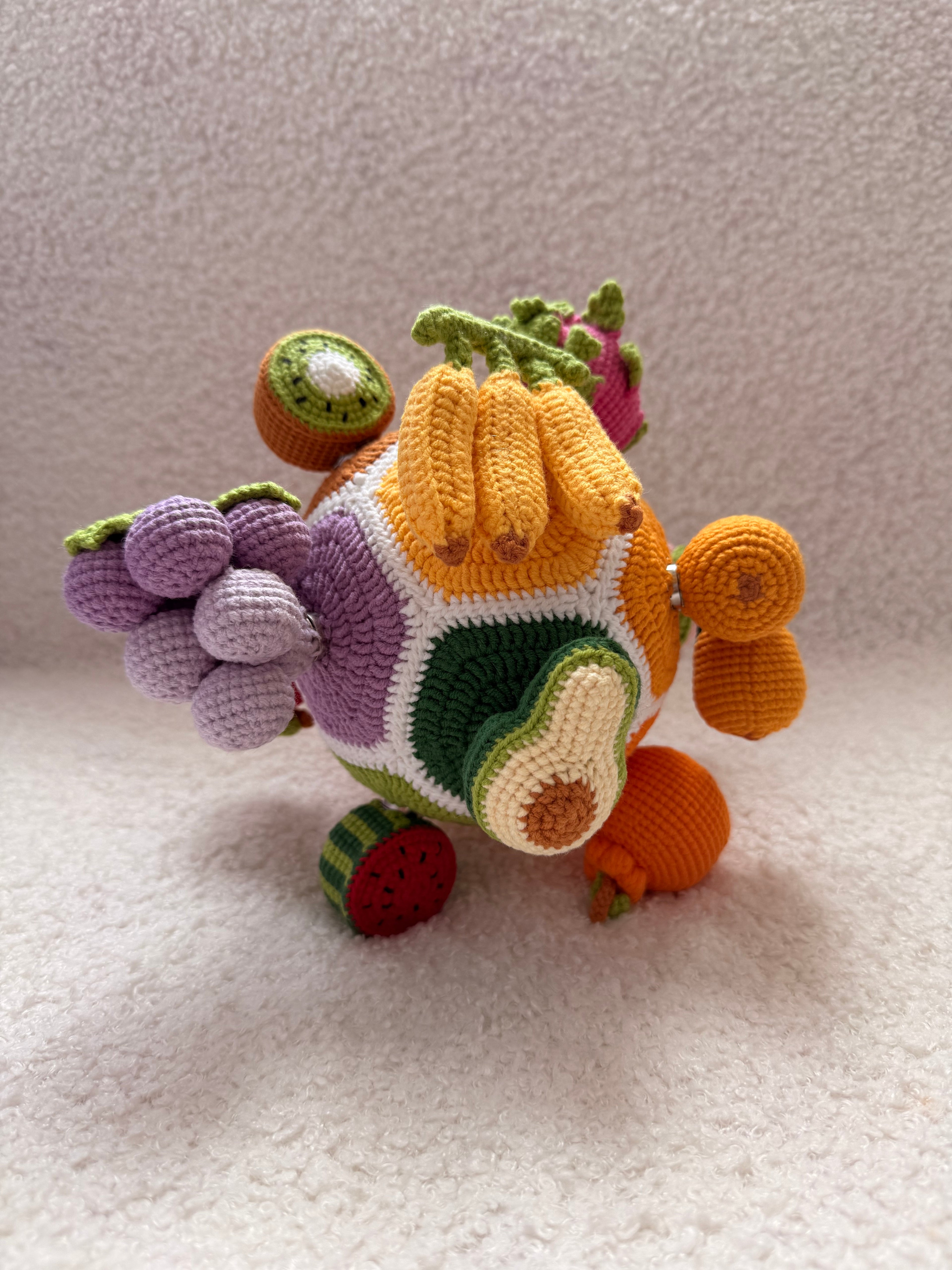 Montessori Crochet Fruit Puzzle Ball | Sensory Educational Toy for Toddlers | Handmade Learning Gift