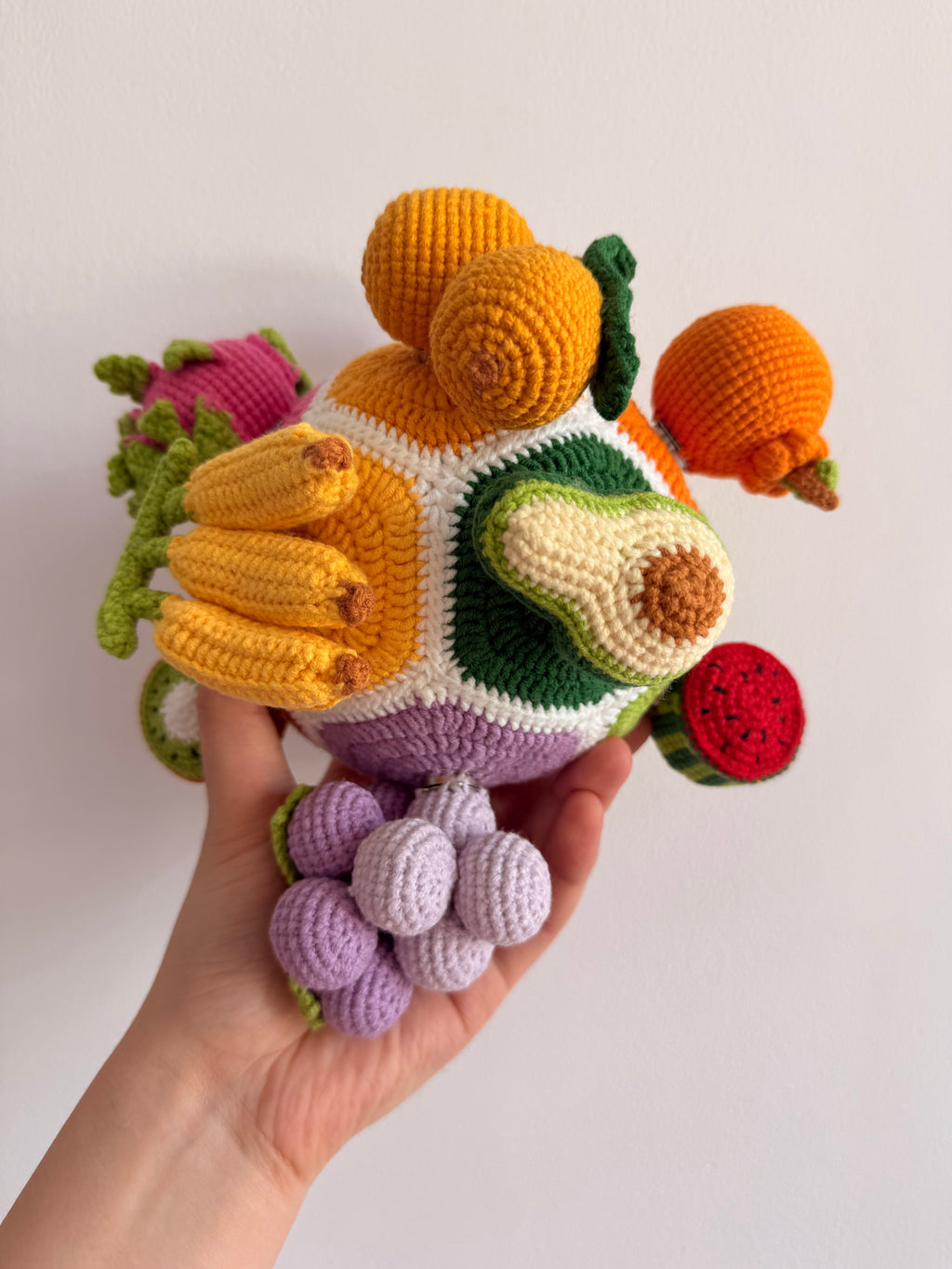 Montessori Crochet Fruit Puzzle Ball | Sensory Educational Toy for Toddlers | Handmade Learning Gift