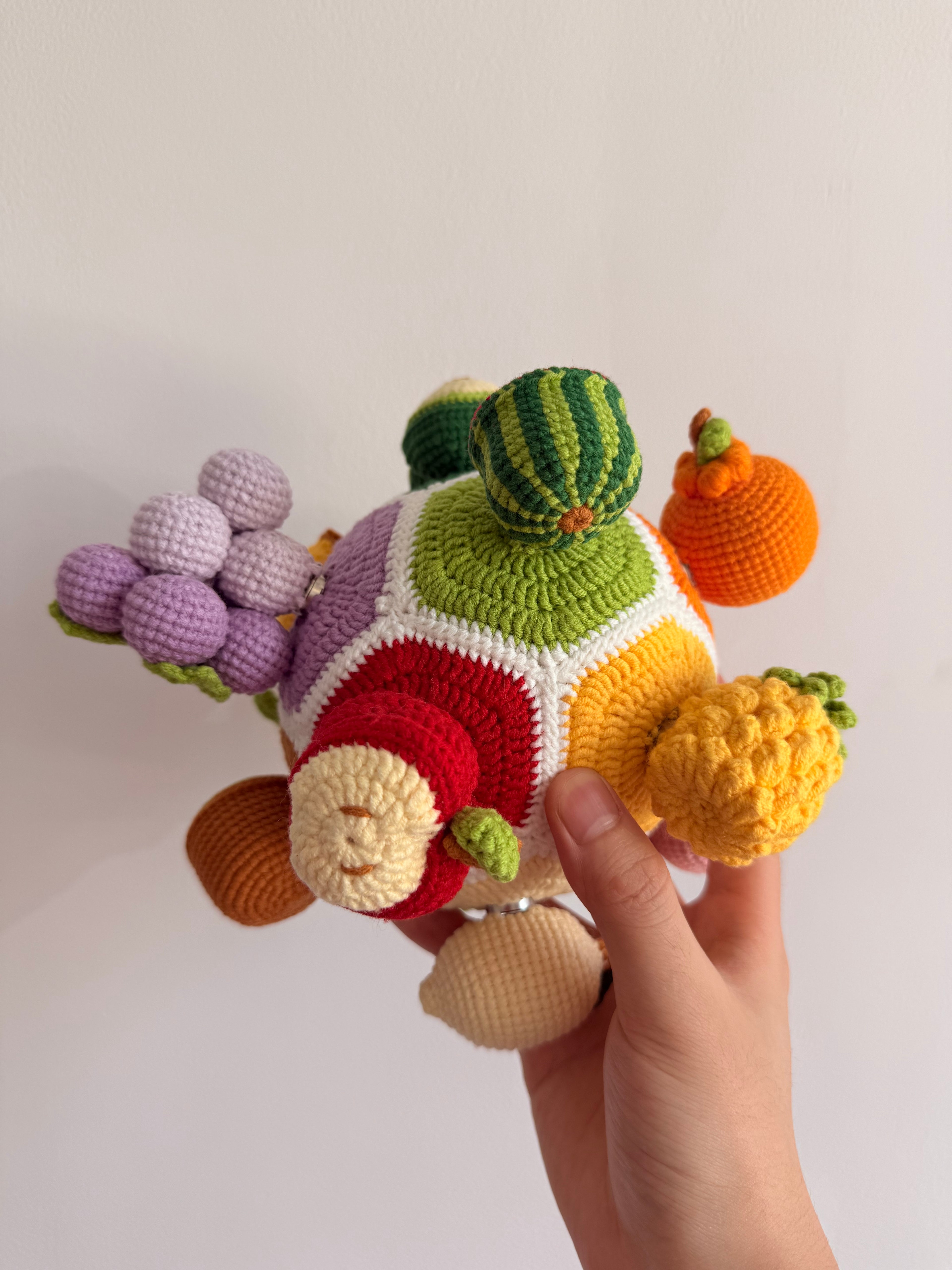 Montessori Crochet Fruit Puzzle Ball | Sensory Educational Toy for Toddlers | Handmade Learning Gift