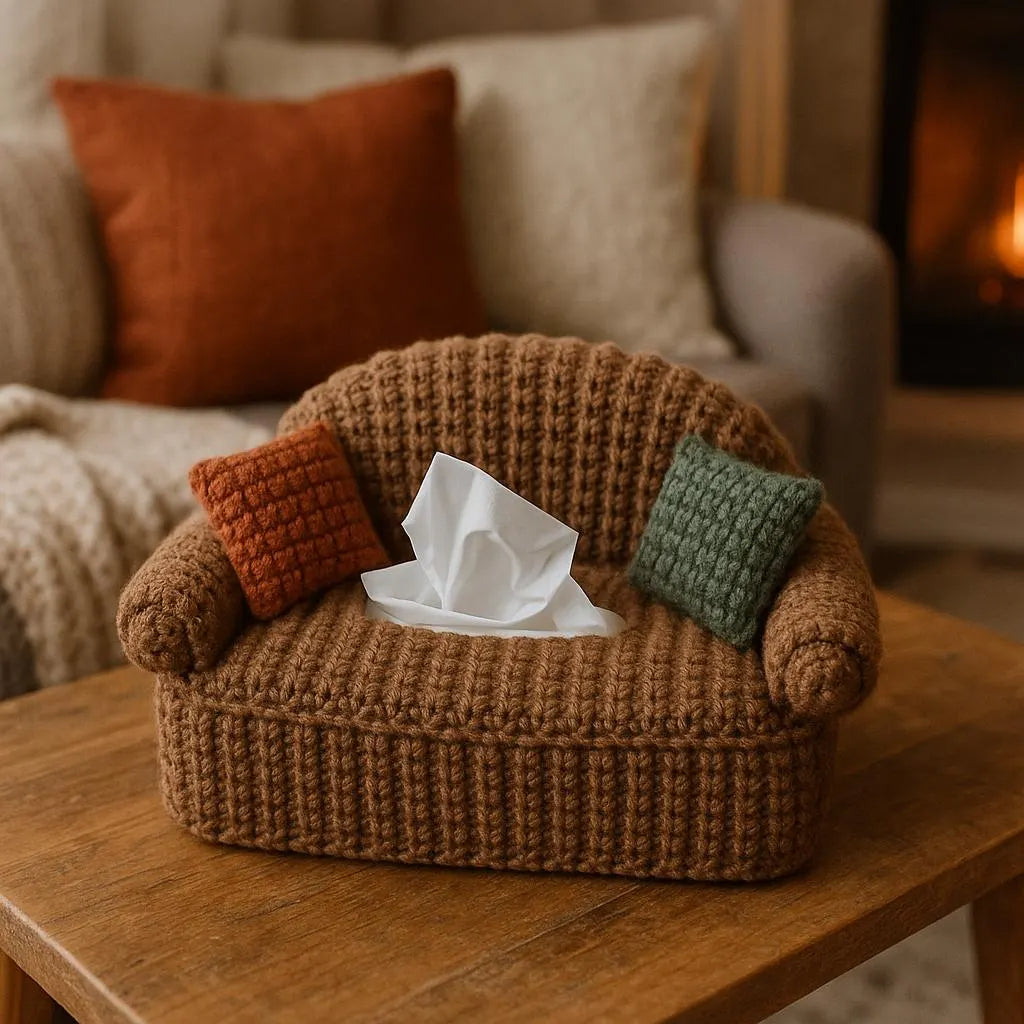 Crochet Tissue Box | Couch Style Box Cover