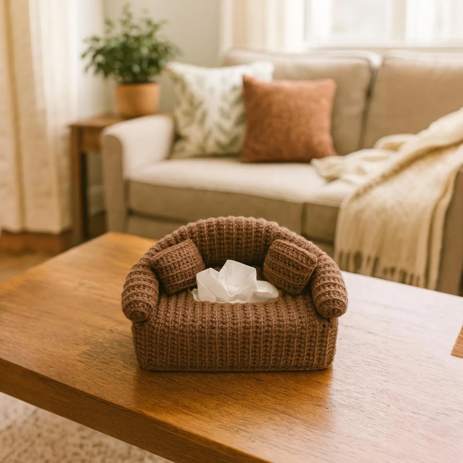 Crochet Tissue Box | Couch Style Box Cover