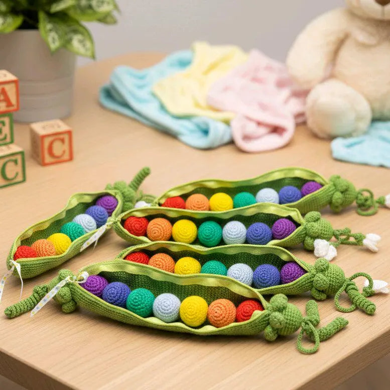 Crochet Rainbow Peas: Montessori Sensory Toy for Toddlers