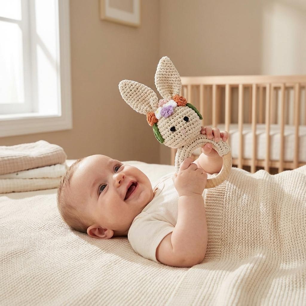 Personalized Baby Rattle | Handmade Newborn Toy |  Teether Rattle