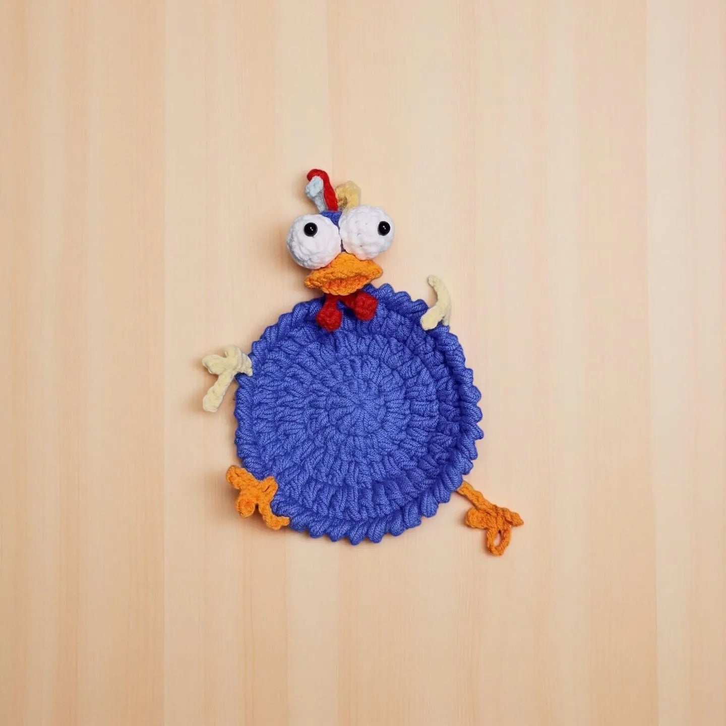 Handmade Crochet Chicken Coaster, Funny Chicken Crochet Coaster Knitting Decor