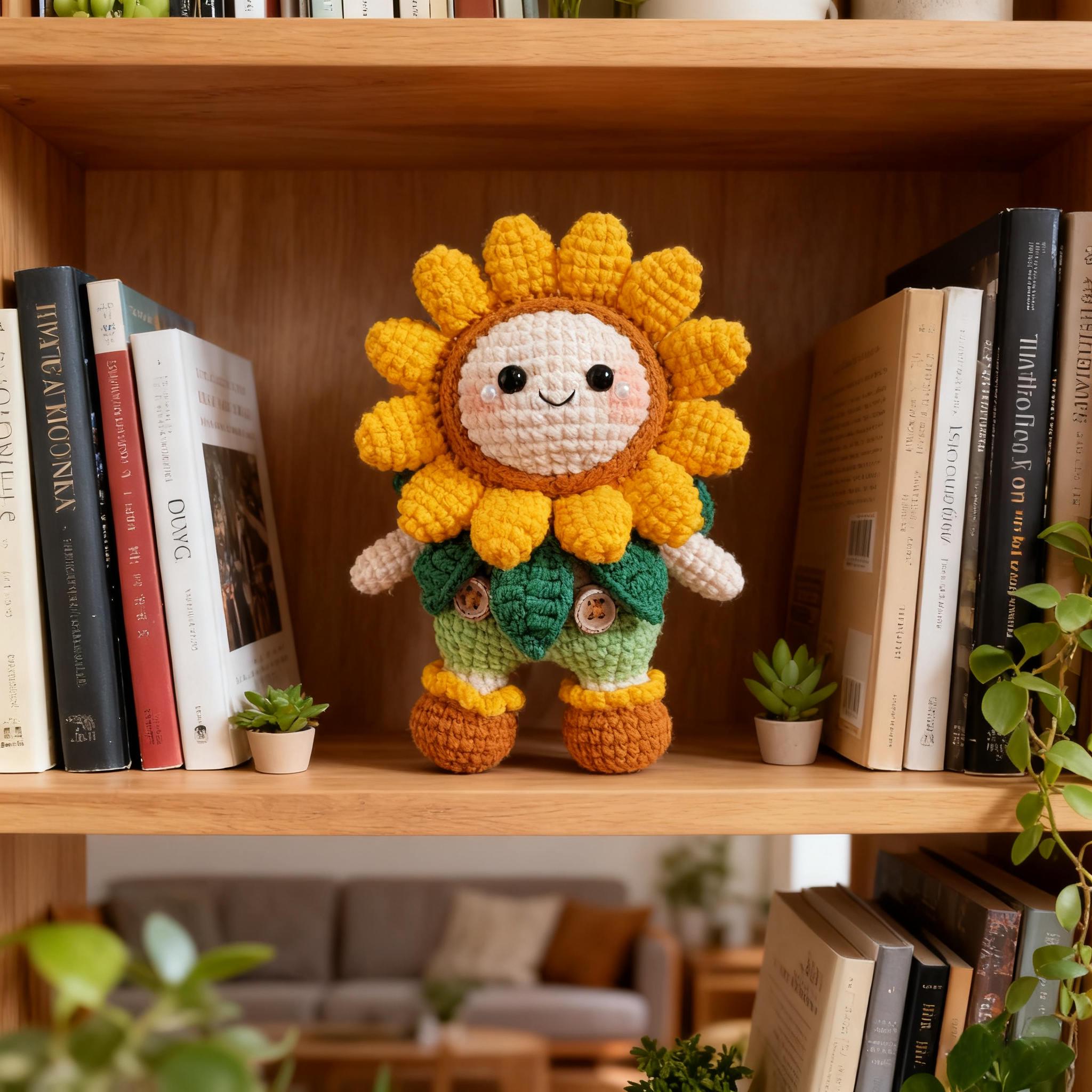 Handmade Crochet Sunflower Doll, Amigurumi Yarn Doll, Cute Flower Gift for Kids, Crochet Home Decoration, Christmas Gift, Birthday Gift