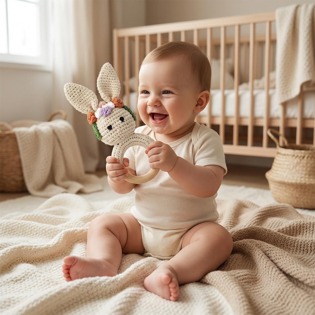Personalized Baby Rattle | Handmade Newborn Toy |  Teether Rattle