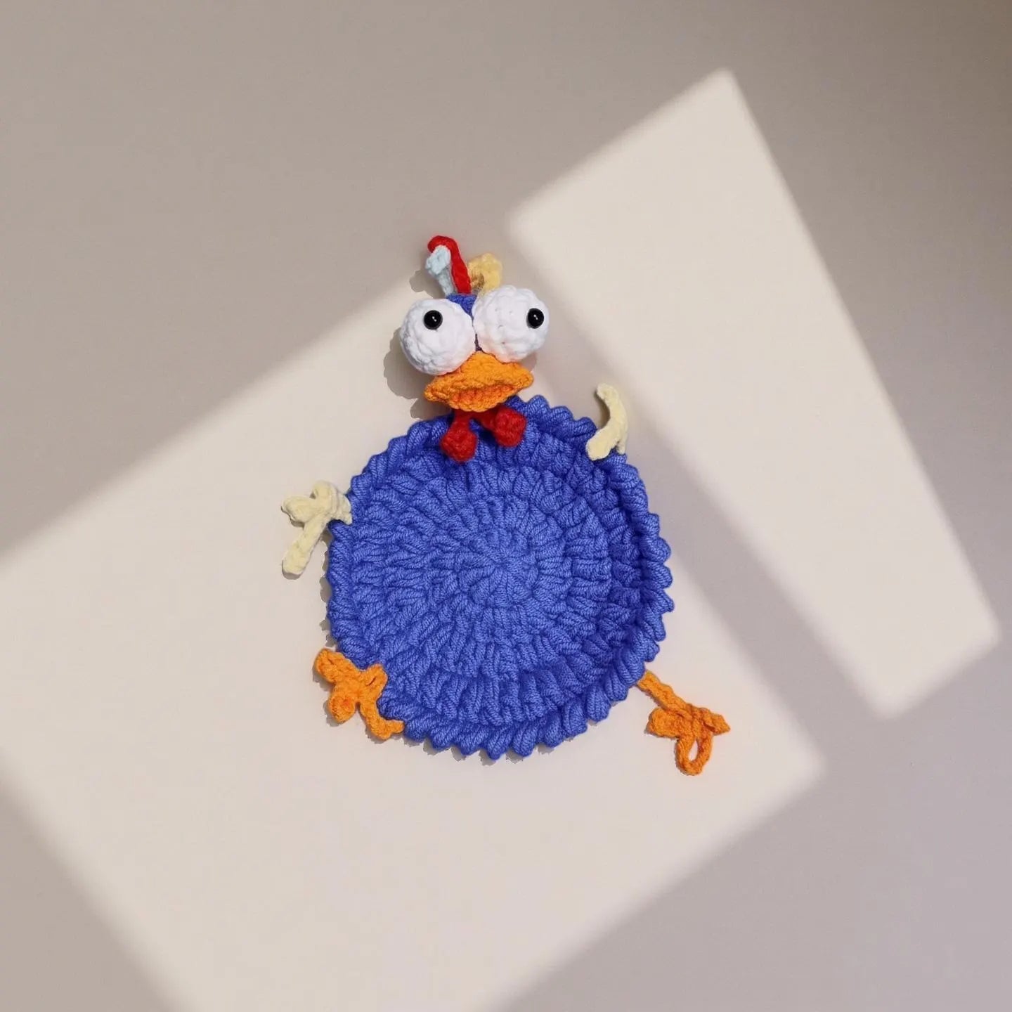 Handmade Crochet Chicken Coaster, Funny Chicken Crochet Coaster Knitting Decor