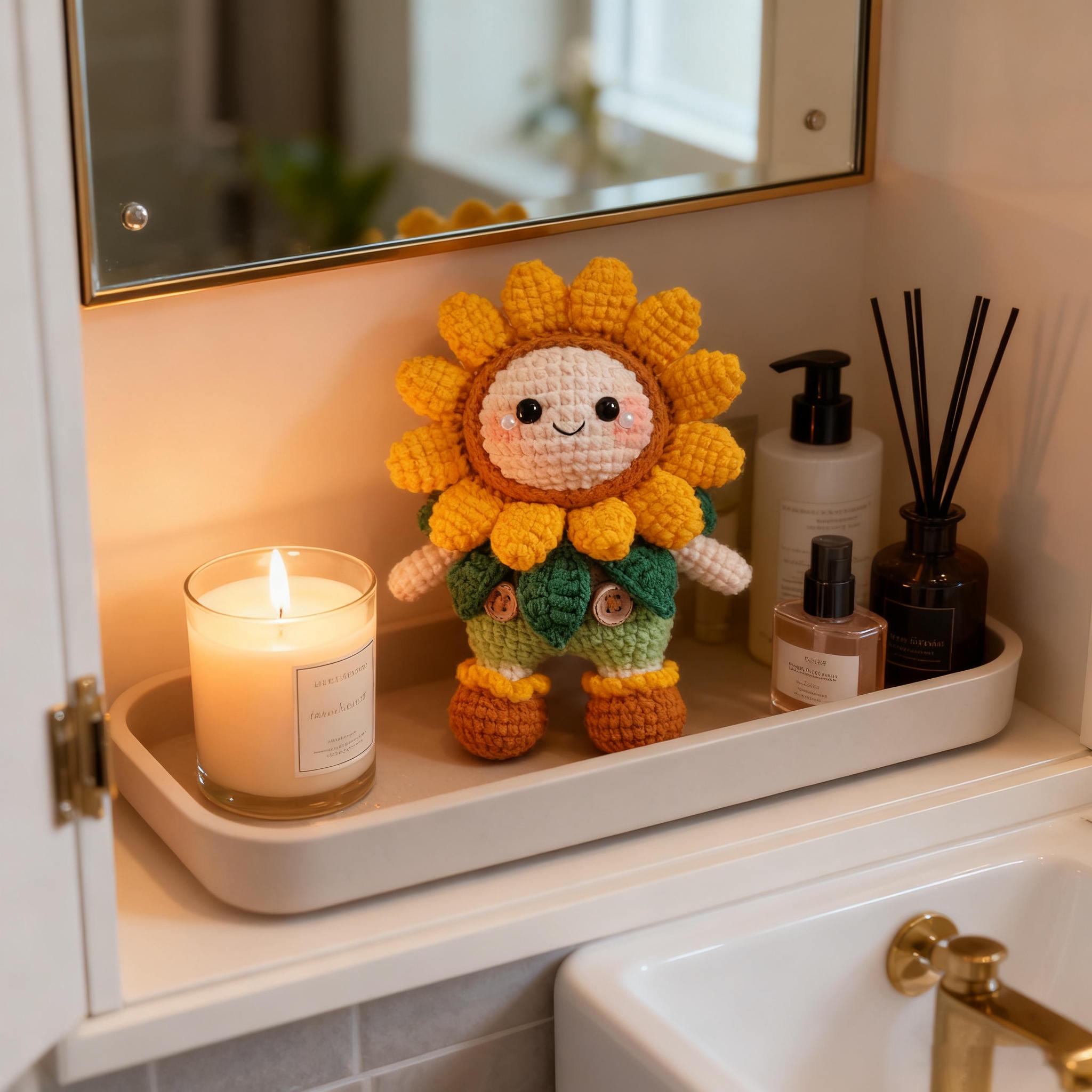 Handmade Crochet Sunflower Doll, Amigurumi Yarn Doll, Cute Flower Gift for Kids, Crochet Home Decoration, Christmas Gift, Birthday Gift