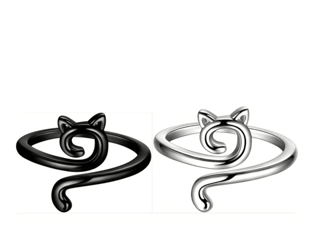 Adjustable Crochet With Thread Ring, Cute Kitten Ring Knitting Tool, Personality Knitting Jewelry Accessories