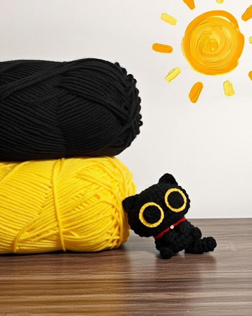 Tiny Crochet Cat Amigurumi Keychain, Miniature Stuffed Animal Cat Plush, Personalized Gift for Cat Lovers, Handmade Small Cat Toy Bag Charm Crochet Kit | Pattern + Yarn |