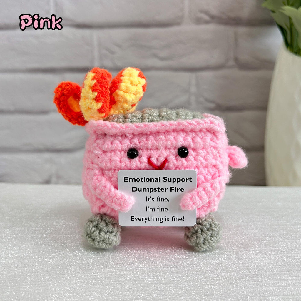 Adorable Emotional Support Dumpster Fire,Crochet Trash Can,Interesting Gifts,Gifts for colleagues,Office decorations,Positive Office Gifts