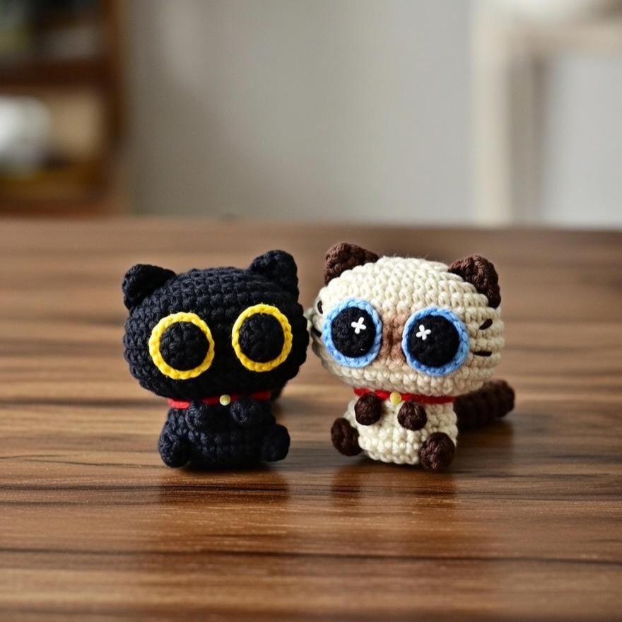 Cat Amigurumi Keychain Bag Charm Crochet Kit
