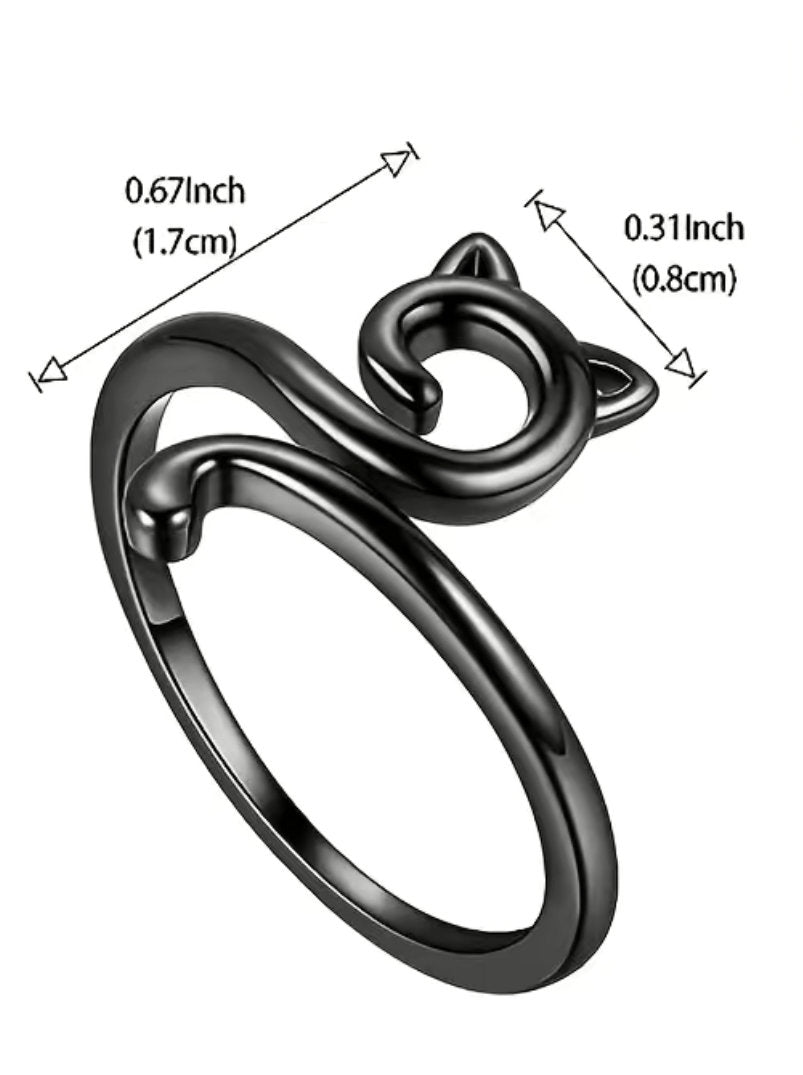 Adjustable Crochet With Thread Ring, Cute Kitten Ring Knitting Tool, Personality Knitting Jewelry Accessories