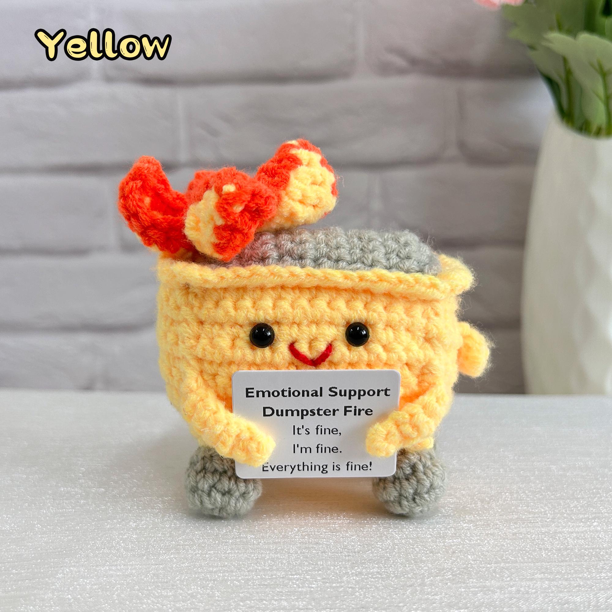Adorable Emotional Support Dumpster Fire,Crochet Trash Can,Interesting Gifts,Gifts for colleagues,Office decorations,Positive Office Gifts