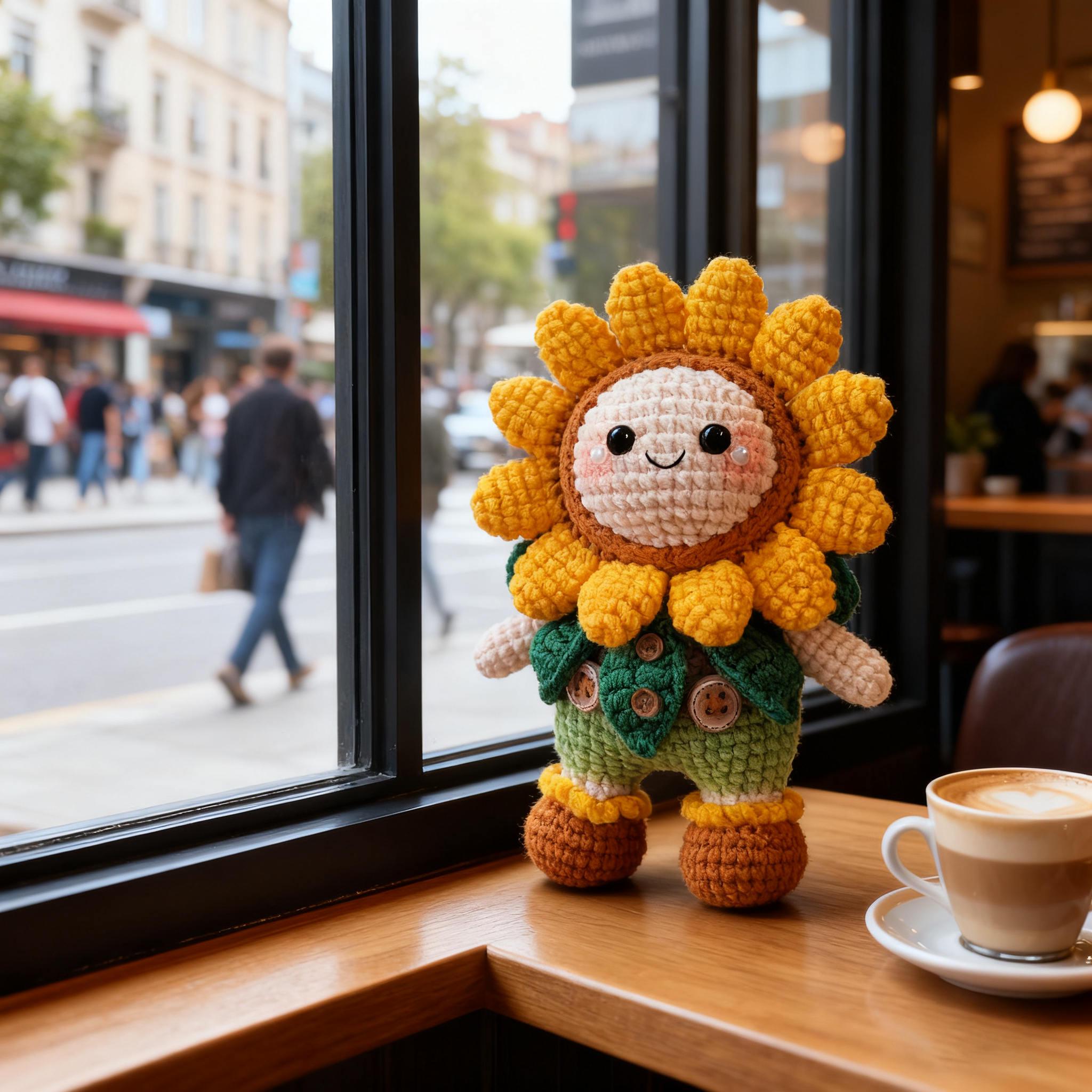 Handmade Crochet Sunflower Doll, Amigurumi Yarn Doll, Cute Flower Gift for Kids, Crochet Home Decoration, Christmas Gift, Birthday Gift