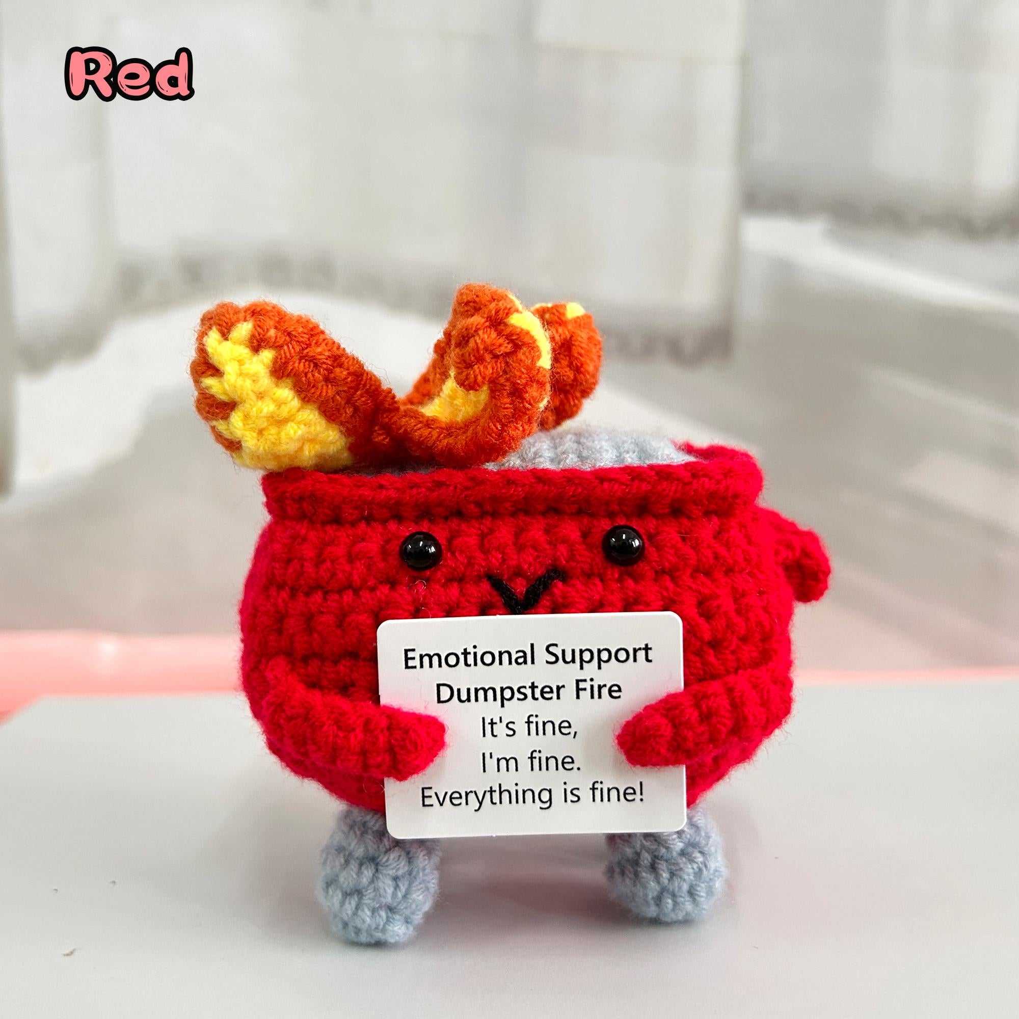 Adorable Emotional Support Dumpster Fire,Crochet Trash Can,Interesting Gifts,Gifts for colleagues,Office decorations,Positive Office Gifts