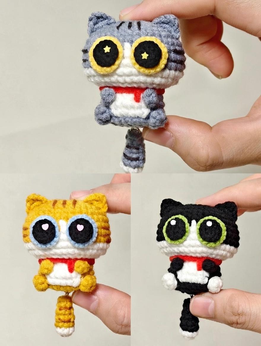 Cat Amigurumi Keychain Bag Charm Crochet Kit