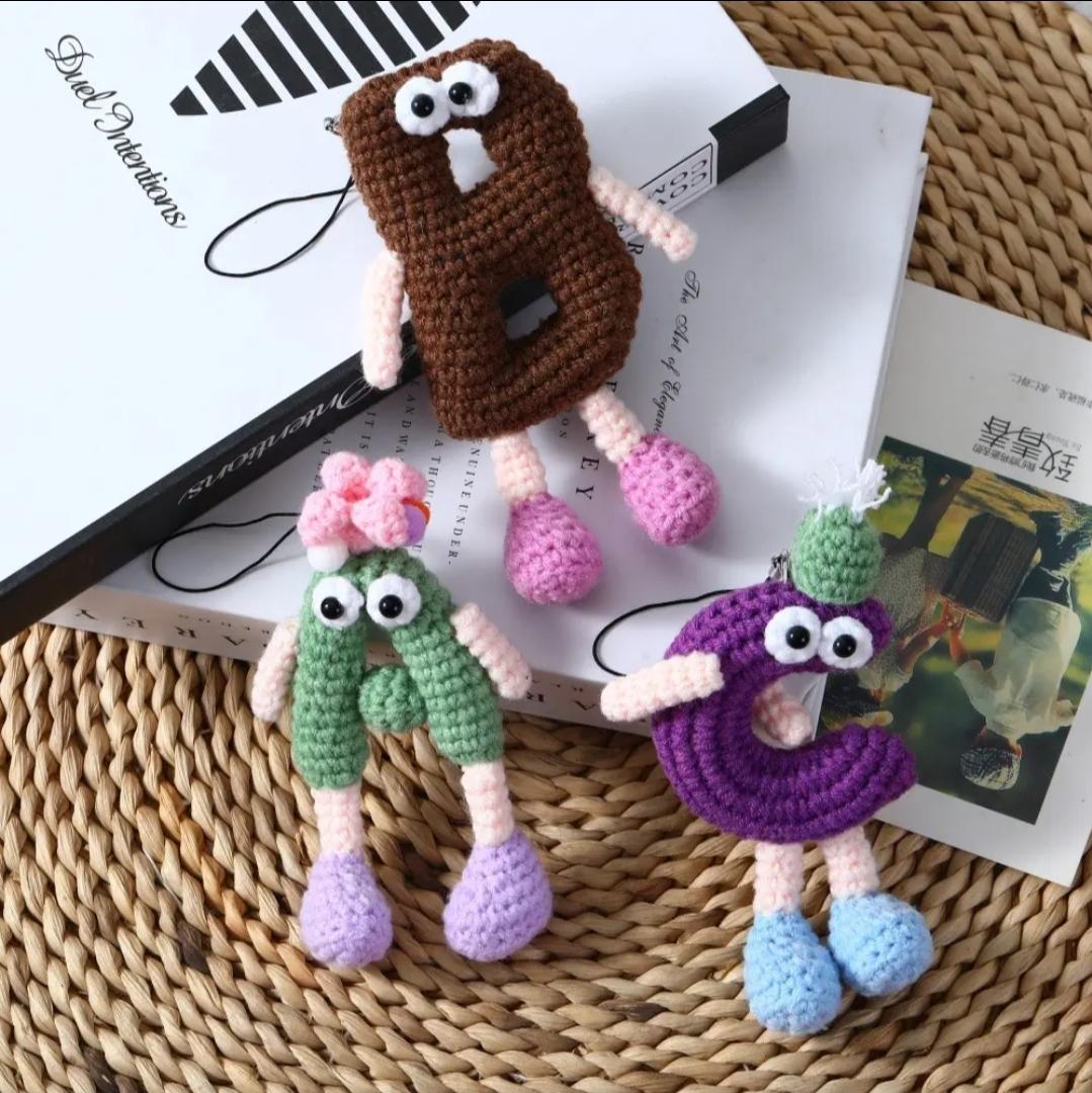 Crochet Letter Keychain, Personalized Initial Keychain, Amigurumi Alphabet Keyring, Kids Backpack Charm,Cute Crochet Gift for Teacher Friend