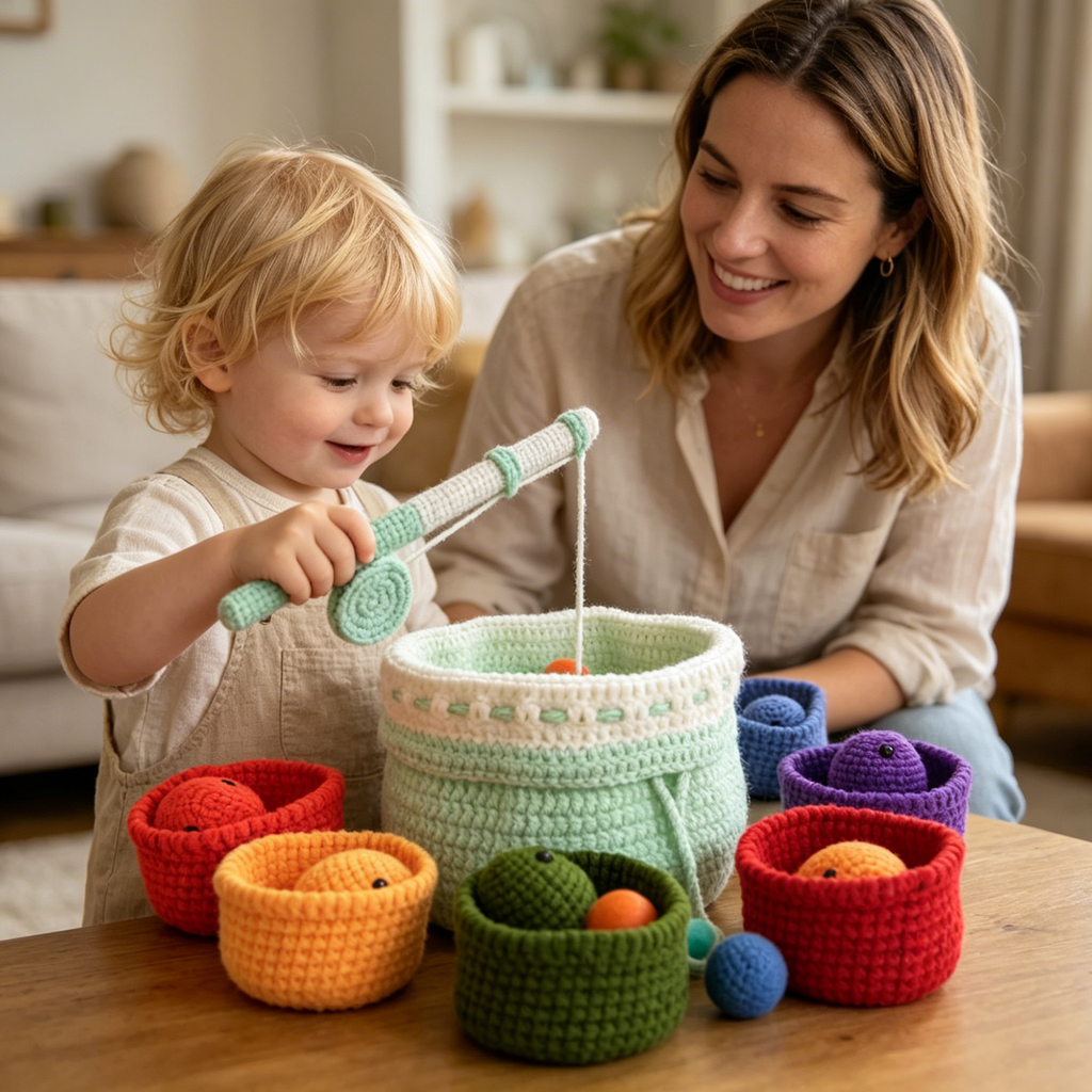 Premium soft yarn skeins for crochet fishing game kit