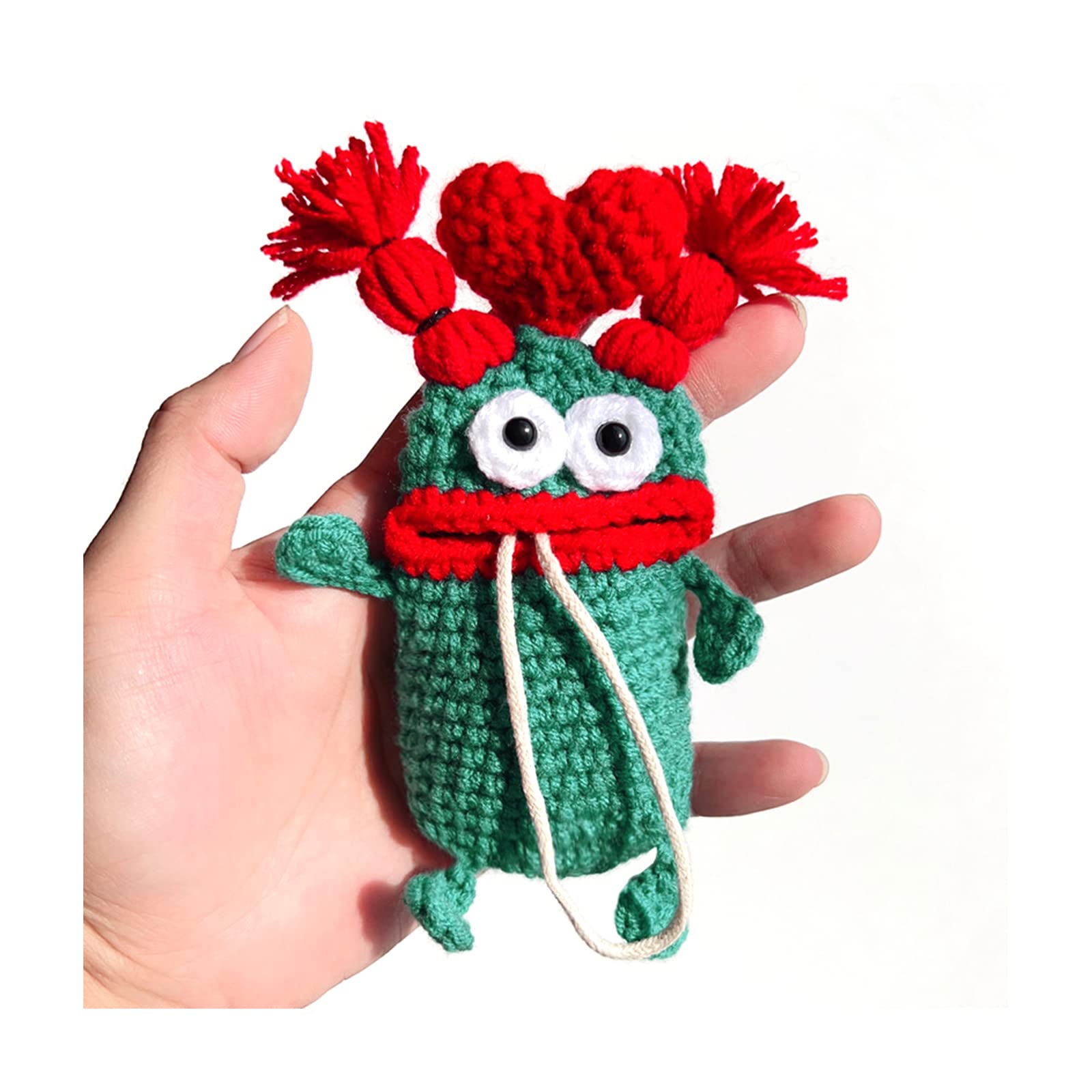 Handmade Crochet Key Case/Holder, Novelty Crochet Sausage Mouth Car Key Case, Cute Hand Knit Yarn Crochet Key Cover