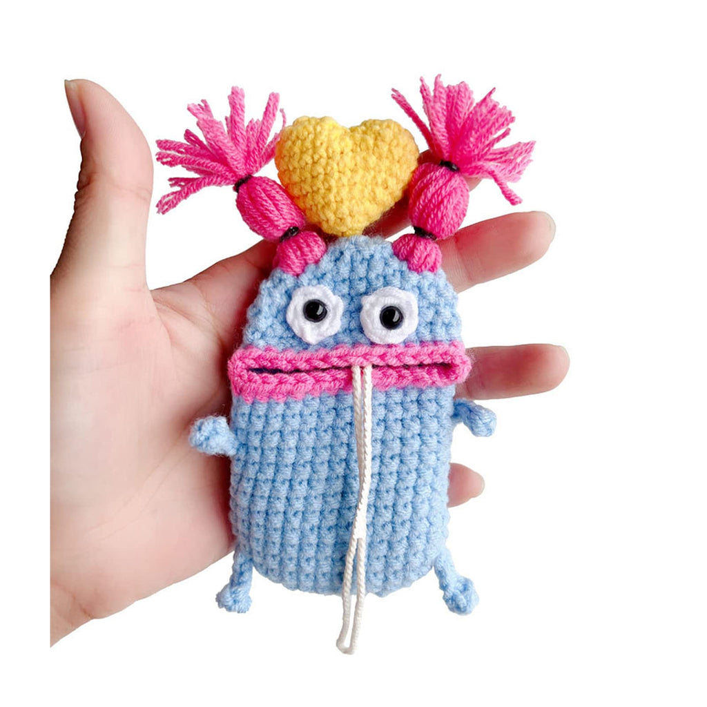 Handmade Crochet Key Case/Holder, Novelty Crochet Sausage Mouth Car Key Case, Cute Hand Knit Yarn Crochet Key Cover