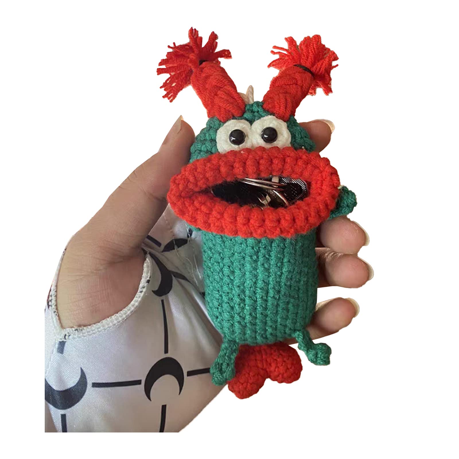 Handmade Crochet Key Case/Holder, Novelty Crochet Sausage Mouth Car Key Case, Cute Hand Knit Yarn Crochet Key Cover