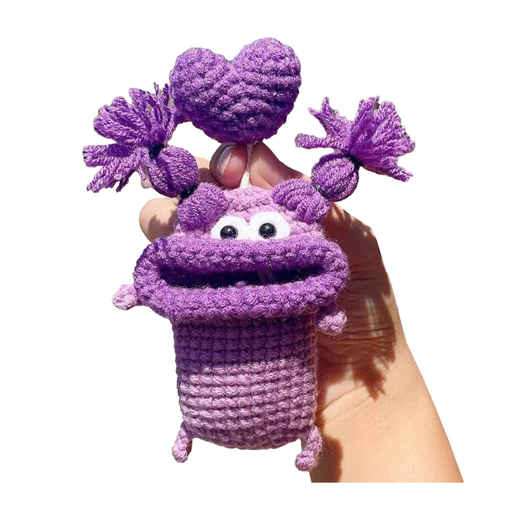 Handmade Crochet Key Case/Holder, Novelty Crochet Sausage Mouth Car Key Case, Cute Hand Knit Yarn Crochet Key Cover