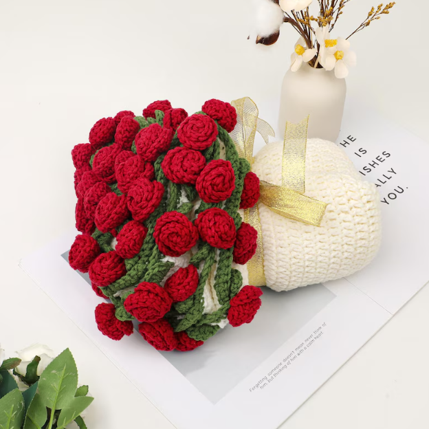 Valentines Day Day Gift,Gifts for Girlfriend,Teachers,Friends,Handmade Crochet Rose Blanket,Soft Sofa and Bedroom Blanket,Birthday Surprise