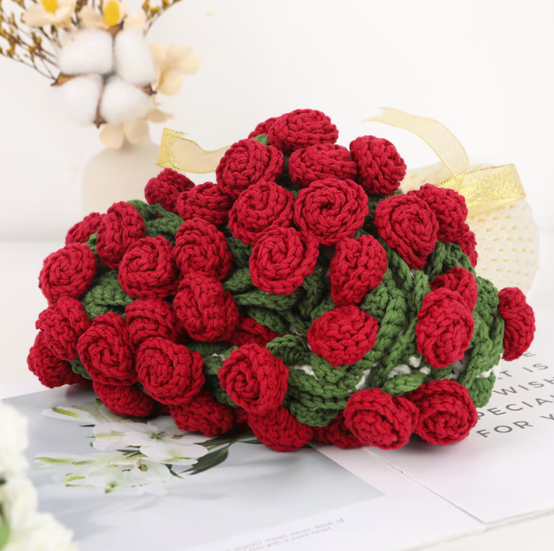 Valentines Day Day Gift,Gifts for Girlfriend,Teachers,Friends,Handmade Crochet Rose Blanket,Soft Sofa and Bedroom Blanket,Birthday Surprise