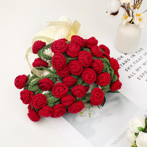 Valentines Day Day Gift,Gifts for Girlfriend,Teachers,Friends,Handmade Crochet Rose Blanket,Soft Sofa and Bedroom Blanket,Birthday Surprise