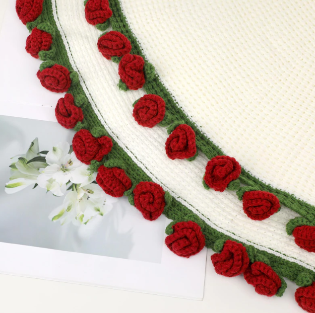 Valentines Day Day Gift,Gifts for Girlfriend,Teachers,Friends,Handmade Crochet Rose Blanket,Soft Sofa and Bedroom Blanket,Birthday Surprise