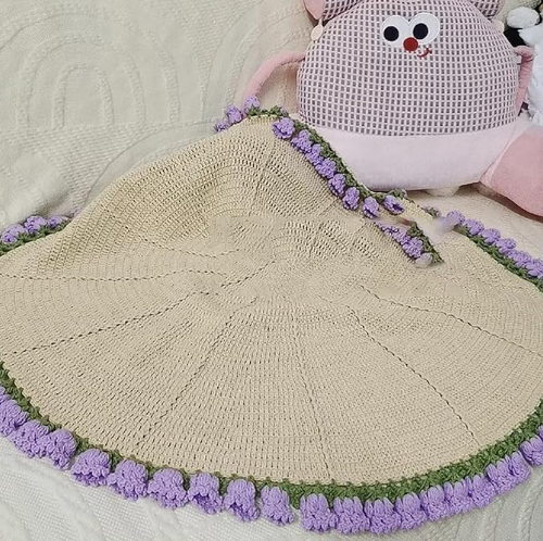 Crochet Lily of the Valley Bouquet Blanket, Handmade Granny Valentine’s Day Gift, Wedding Gift, Mother's Day Gift for Grandma,Gift For Mom