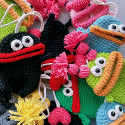 Handmade Crochet Key Case/Holder, Novelty Crochet Sausage Mouth Car Key Case, Cute Hand Knit Yarn Crochet Key Cover