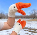 Winter Goose Gloves - Funny 3D Design, stretchy winter warm knit mittens,Handmade Crochet Knit Animal Gloves, Thermal Lined for Outdoor Use
