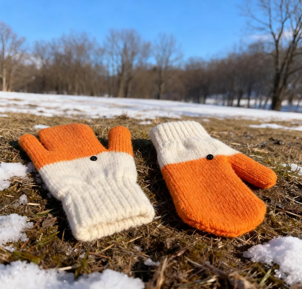 Winter Goose Gloves - Funny 3D Design, stretchy winter warm knit mittens,Handmade Crochet Knit Animal Gloves, Thermal Lined for Outdoor Use