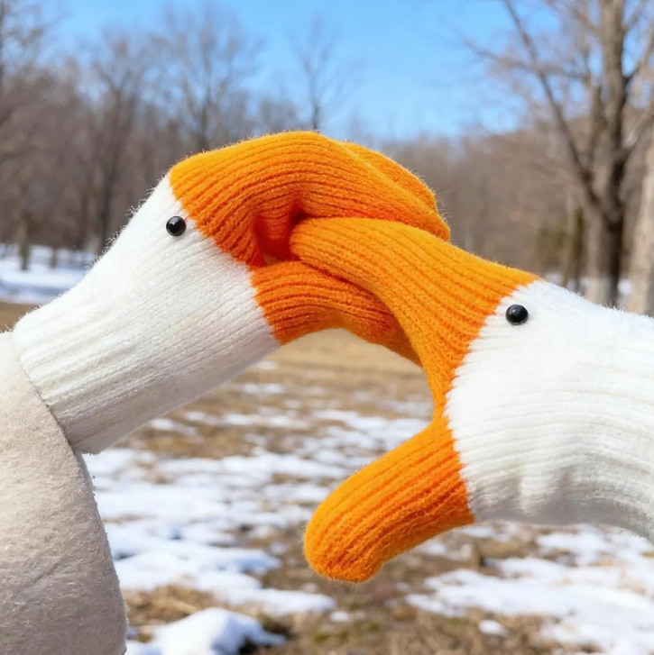 Winter Goose Gloves - Funny 3D Design, stretchy winter warm knit mittens,Handmade Crochet Knit Animal Gloves, Thermal Lined for Outdoor Use