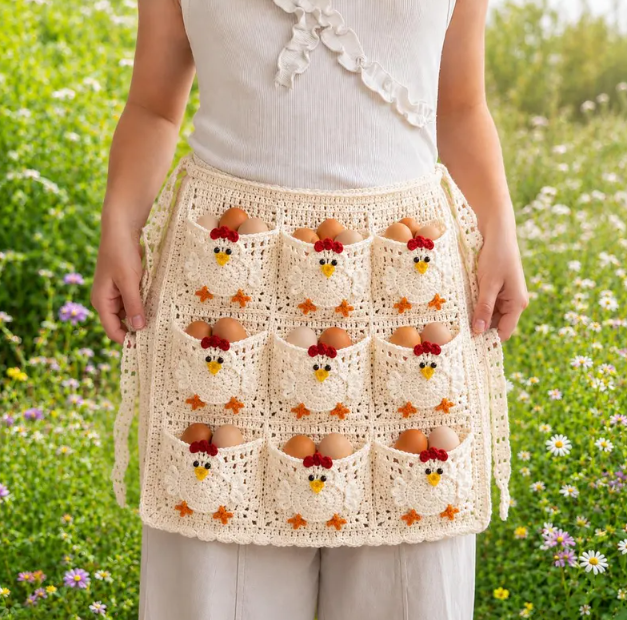 Egg Apron, Country-style Egg Collecting Apron Crochet Kit