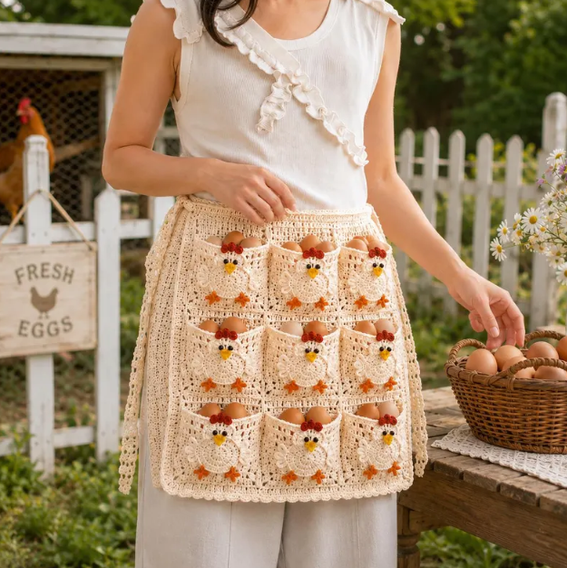 Egg Apron, Country-style Egg Collecting Apron Crochet Kit
