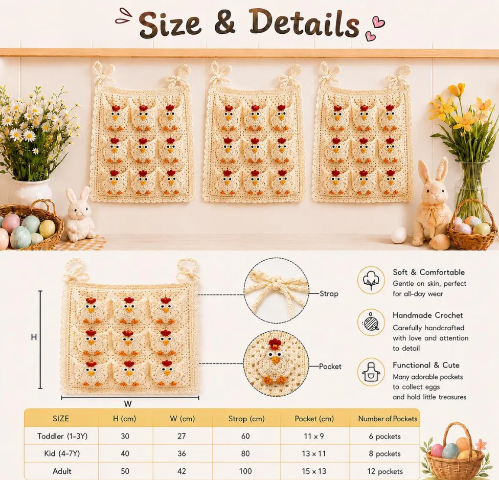 Egg Apron, Country-style Egg Collecting Apron Crochet Kit